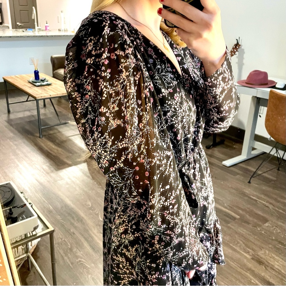 Anthropologie Lea & Viola Floral Wrap Midi Dress - Picture 5 of 8
